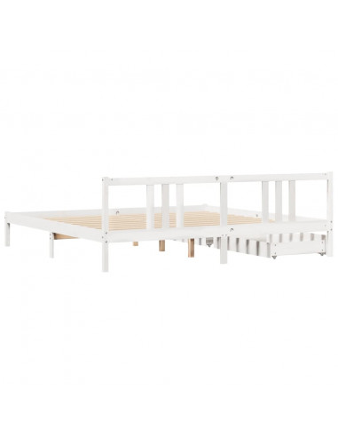 Giroletto senza Materasso Bianco 200x200 cm Legno Massello Pino