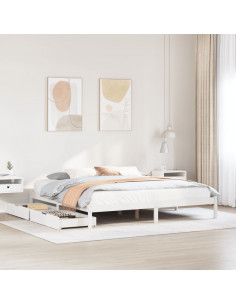 Giroletto senza Materasso Bianco 200x200 cm Legno Massello Pino