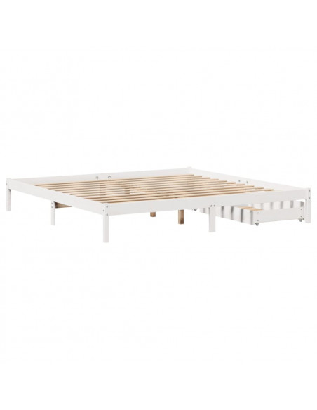 Giroletto senza Materasso Bianco 200x200 cm Legno Massello Pino