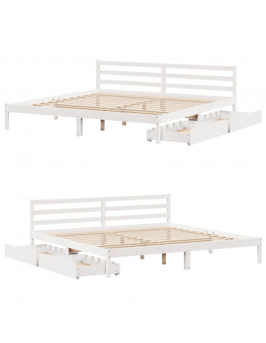 Giroletto senza Materasso Bianco 200x200 cm Legno Massello Pino