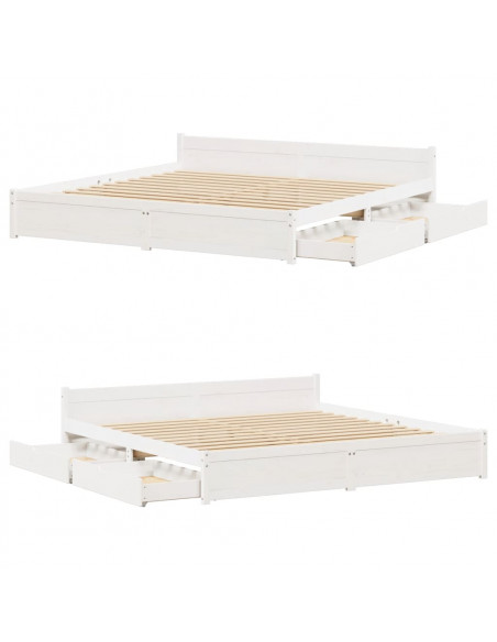 Giroletto senza Materasso Bianco 200x200 cm Legno Massello Pino
