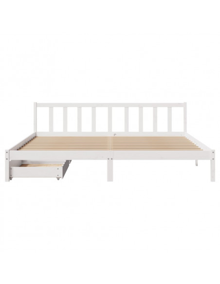 Giroletto senza Materasso Bianco 200x200 cm Legno Massello Pino