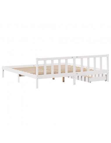 Giroletto senza Materasso Bianco 200x200 cm Legno Massello Pino