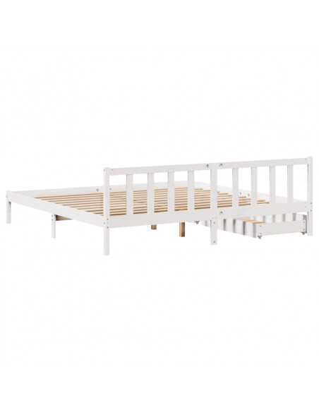 Giroletto senza Materasso Bianco 200x200 cm Legno Massello Pino