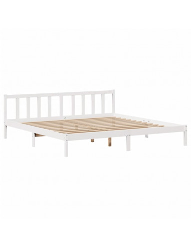 Giroletto senza Materasso Bianco 200x200 cm Legno Massello Pino