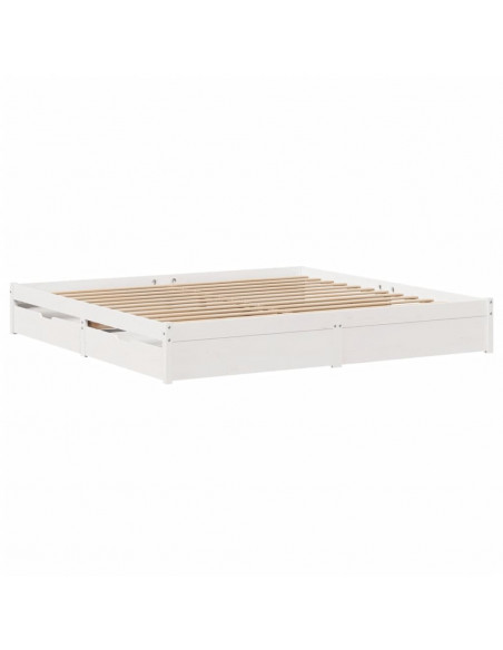Giroletto senza Materasso Bianco 200x200 cm Legno Massello Pino
