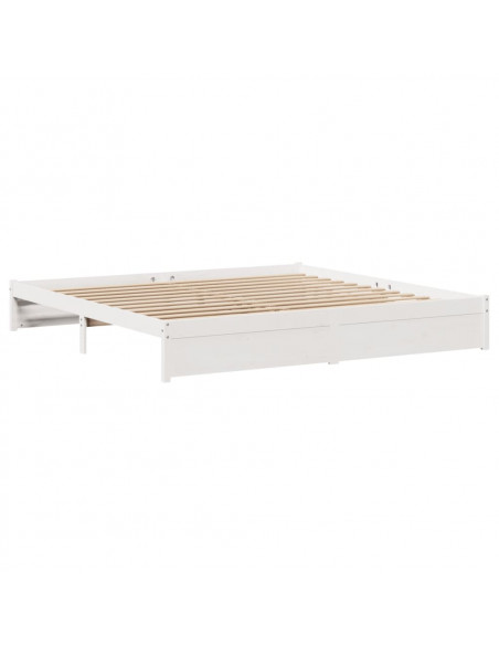 Giroletto senza Materasso Bianco 200x200 cm Legno Massello Pino