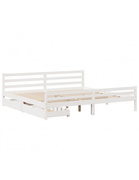 Giroletto senza Materasso Bianco 200x200 cm Legno Massello Pino