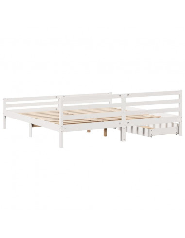 Giroletto senza Materasso Bianco 200x200 cm Legno Massello Pino