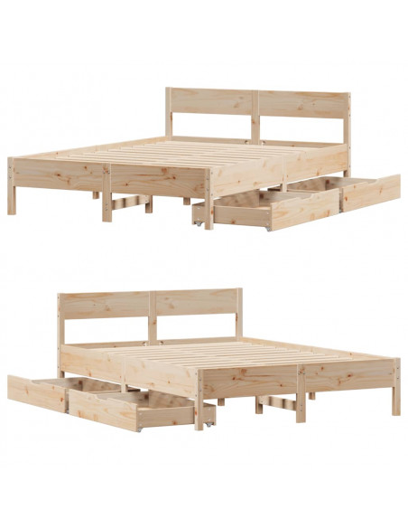 Letto senza Materasso 120x200 cm in Legno Massello di Pino