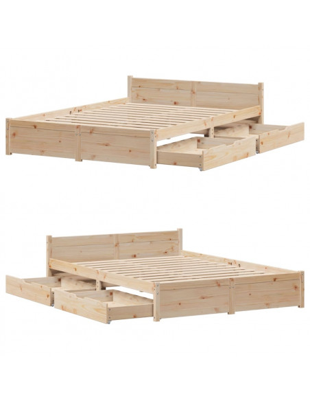 Letto senza Materasso 120x200 cm in Legno Massello di Pino