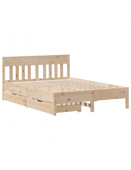 Letto senza Materasso 140x200 cm in Legno Massello di Pino
