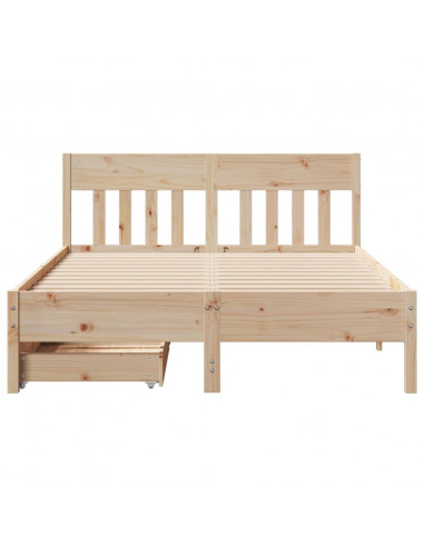 Letto senza Materasso 140x200 cm in Legno Massello di Pino