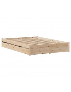 Letto senza Materasso 140x200 cm in Legno Massello di Pino 2