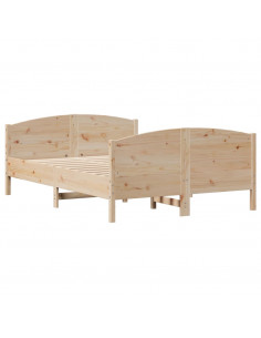 Letto senza Materasso 150x200 cm in Legno Massello di Pino 2