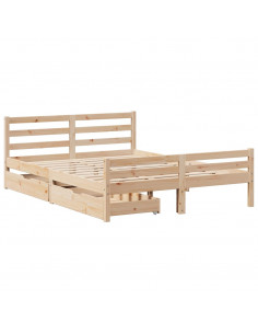 Letto senza Materasso 150x200 cm in Legno Massello di Pino 2