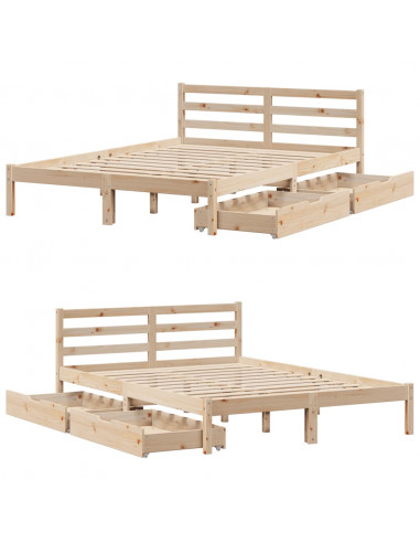 Letto senza Materasso 150x200 cm in Legno Massello di Pino