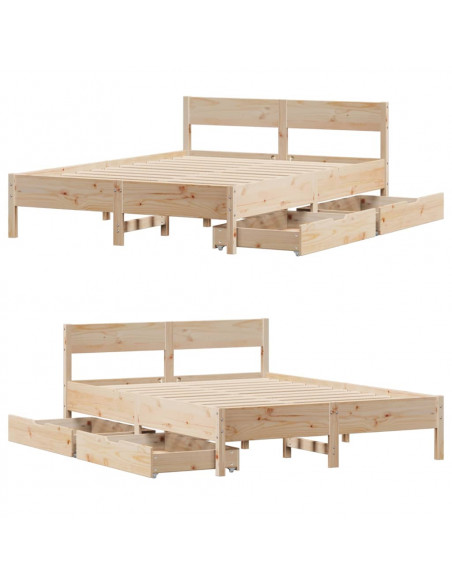 Letto senza Materasso 150x200 cm in Legno Massello di Pino