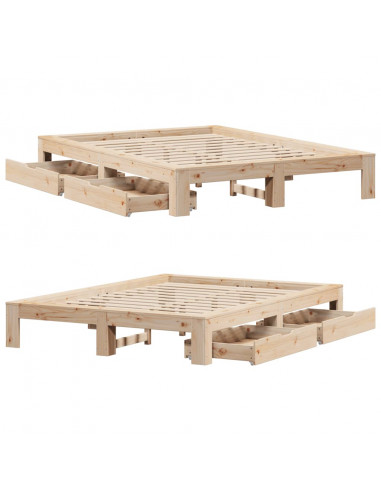 Letto senza Materasso 150x200 cm in Legno Massello di Pino