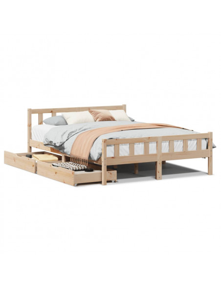 Letto senza Materasso 150x200 cm in Legno Massello di Pino
