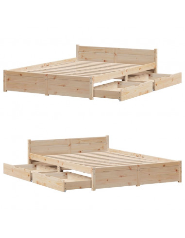 Letto senza Materasso 150x200 cm in Legno Massello di Pino