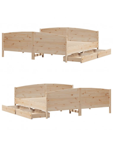 Letto senza Materasso 160x200 cm in Legno Massello di Pino