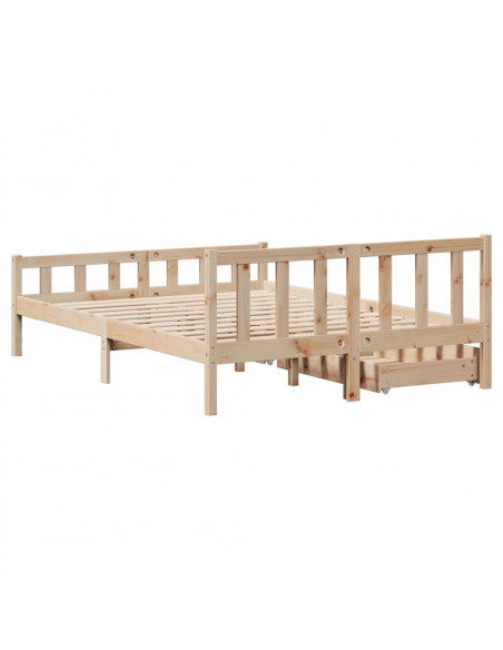 Letto senza Materasso 160x200 cm in Legno Massello di Pino