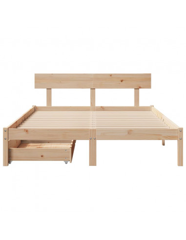 Letto senza Materasso 160x200 cm in Legno Massello di Pino