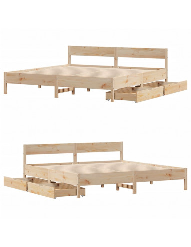 Letto senza Materasso 180x200 cm in Legno Massello di Pino