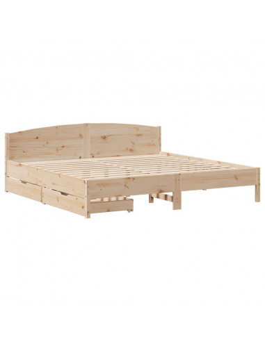 Letto senza Materasso 180x200 cm in Legno Massello di Pino