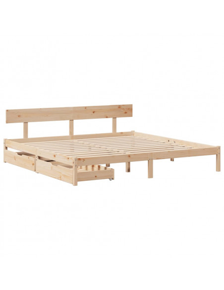 Letto senza Materasso 180x200 cm in Legno Massello di Pino