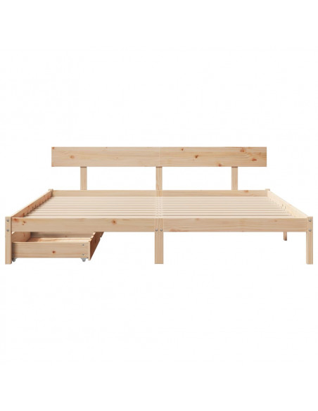 Letto senza Materasso 180x200 cm in Legno Massello di Pino