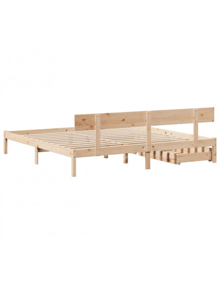 Letto senza Materasso 180x200 cm in Legno Massello di Pino