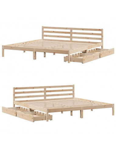 Letto senza Materasso 180x200 cm in Legno Massello di Pino