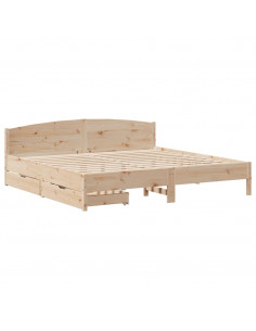 Letto senza Materasso 200x200 cm in Legno Massello di Pino 2