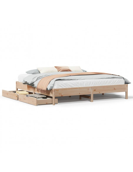 Letto senza Materasso 200x200 cm in Legno Massello di Pino