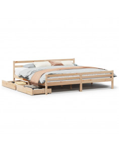 Letto senza Materasso 200x200 cm in Legno Massello di Pino