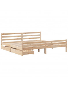 Letto senza Materasso 200x200 cm in Legno Massello di Pino 2