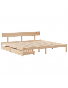 Letto senza Materasso 200x200 cm in Legno Massello di Pino 2