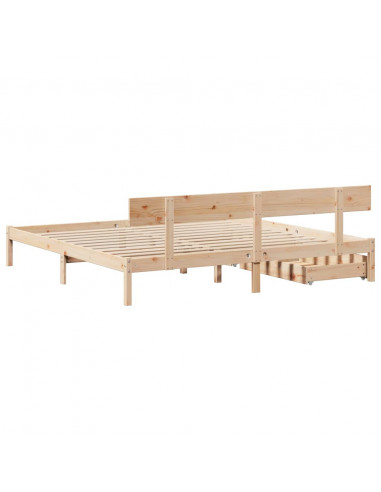 Letto senza Materasso 200x200 cm in Legno Massello di Pino