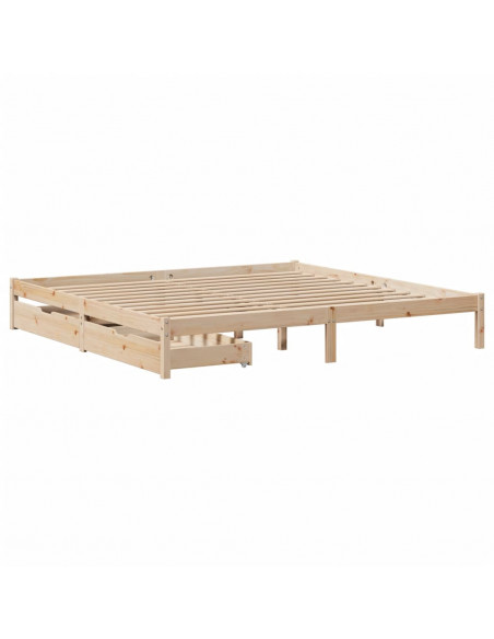 Letto senza Materasso 200x200 cm in Legno Massello di Pino
