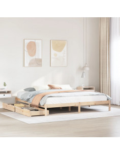 Letto senza Materasso 200x200 cm in Legno Massello di Pino 2