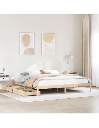 Letto senza Materasso 200x200 cm in Legno Massello di Pino