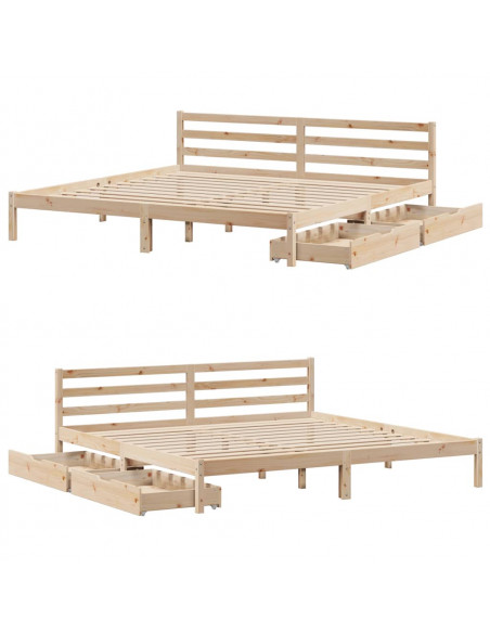 Letto senza Materasso 200x200 cm in Legno Massello di Pino