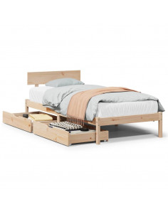 Letto senza Materasso 90x200 cm in Legno Massello di Pino