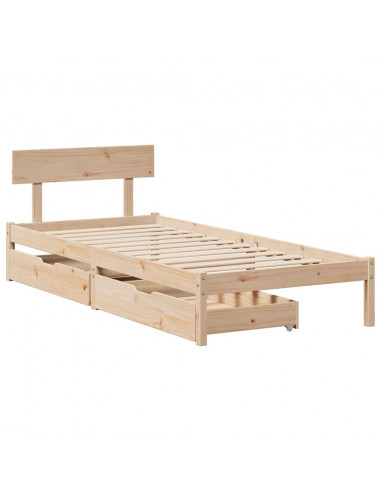 Letto senza Materasso 90x200 cm in Legno Massello di Pino