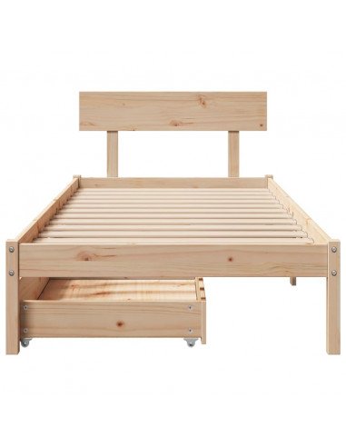 Letto senza Materasso 90x200 cm in Legno Massello di Pino