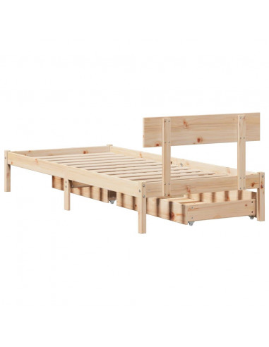 Letto senza Materasso 90x200 cm in Legno Massello di Pino