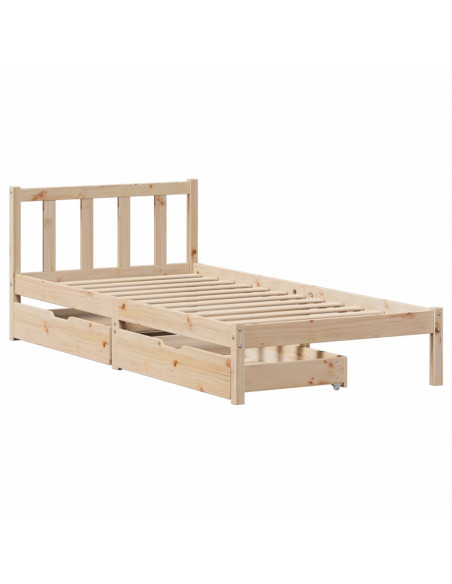 Letto senza Materasso 90x200 cm in Legno Massello di Pino