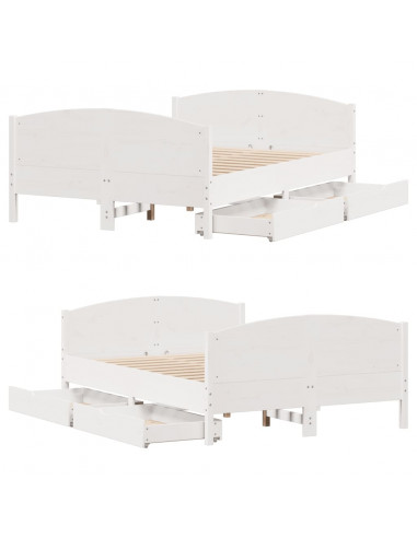 Letto senza Materasso Bianco 120x200 cm Legno Massello di Pino